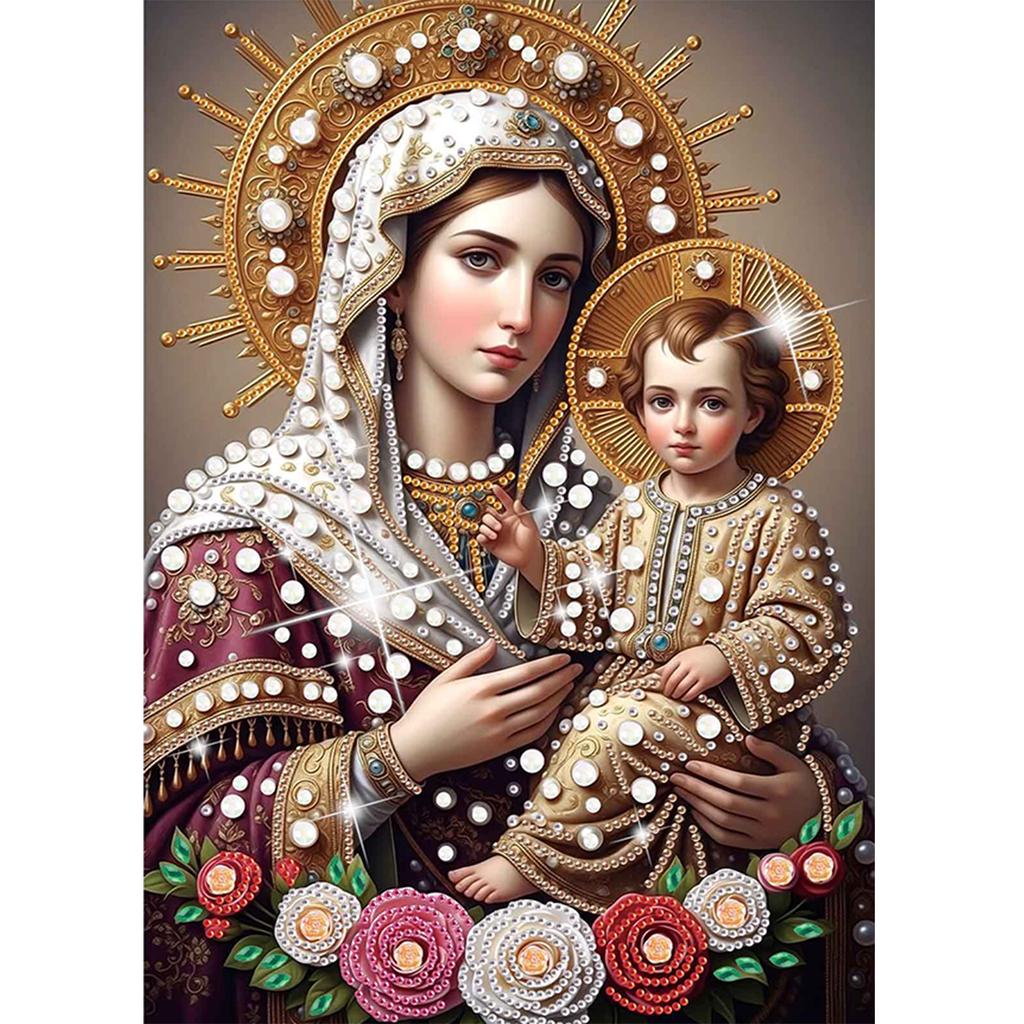 Virgin Mary Partial DIY 5D Special Shaped Drill Diamond Painting Kit for Adults/Beginners Gift Idea Home Decor 30x40cm