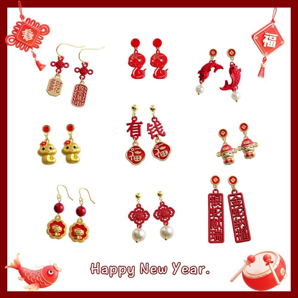 Chinese Style Snake Year Drop Earring Red 2025 Women Earrings Ear Jewelry Accessories Girls Gift