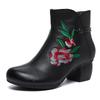 GKTINOO Floral Ankle Boots For Women Autumn Winter Genuine Leather Women's Boots Retro Handmade Comforable Shoes High Heels