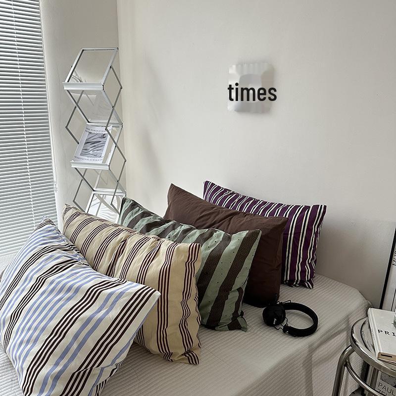 Наволочка из чистого хлопка в полоску, однотонная (Цельный кусок)