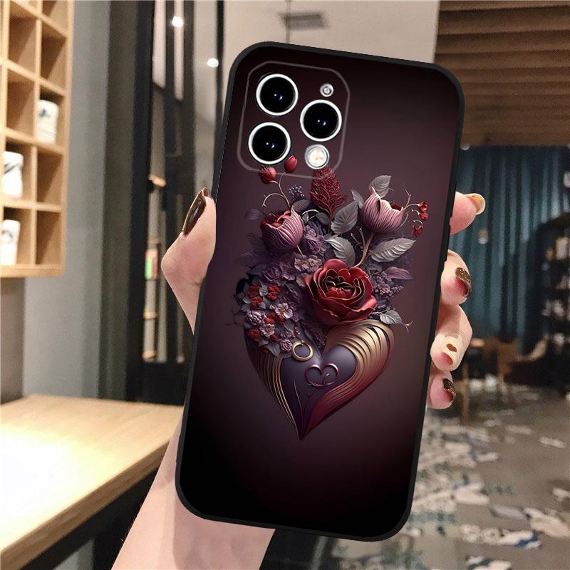 Чехол для телефона Heart Flower Art для iPhone 15 14 Pro Max 13 12 11 Pro Max XSMax XR 12 13 mini 14 Plus