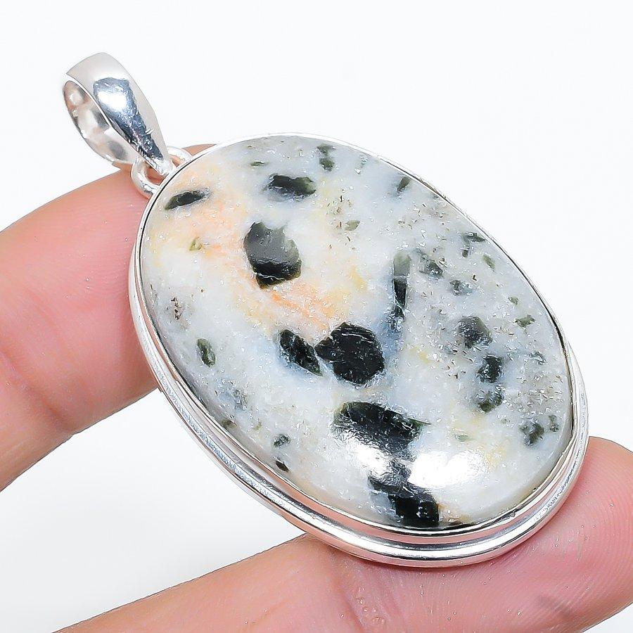 Natural Chrome Diopside Gemstone Handmade 925 Sterling Silver Pendant 2.05" AP-9747