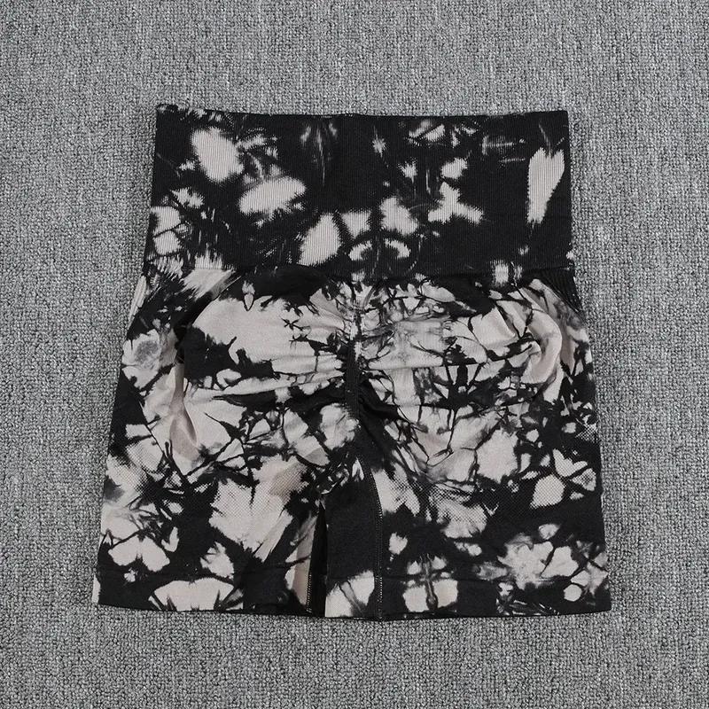 Модные леггинсы для йоги с принтом тай-дай, женские шорты, спортивные брюки для спортзала, фитнеса, спортивной одежды с высокой талией, приталенные 29654