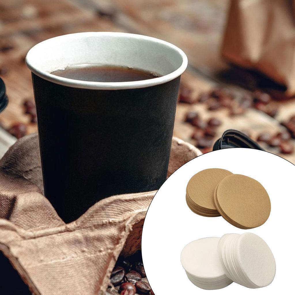 Упаковка из 100 одноразовых кофейных фильтров круглых из натуральной бумаги, фильтровальная бумага для экстракции кофе, текстура древесной массы для кофе