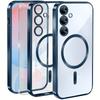 Case for Samsung Galaxy S24 FE, Electro MagSafe, Blue + Glass Screen Protector