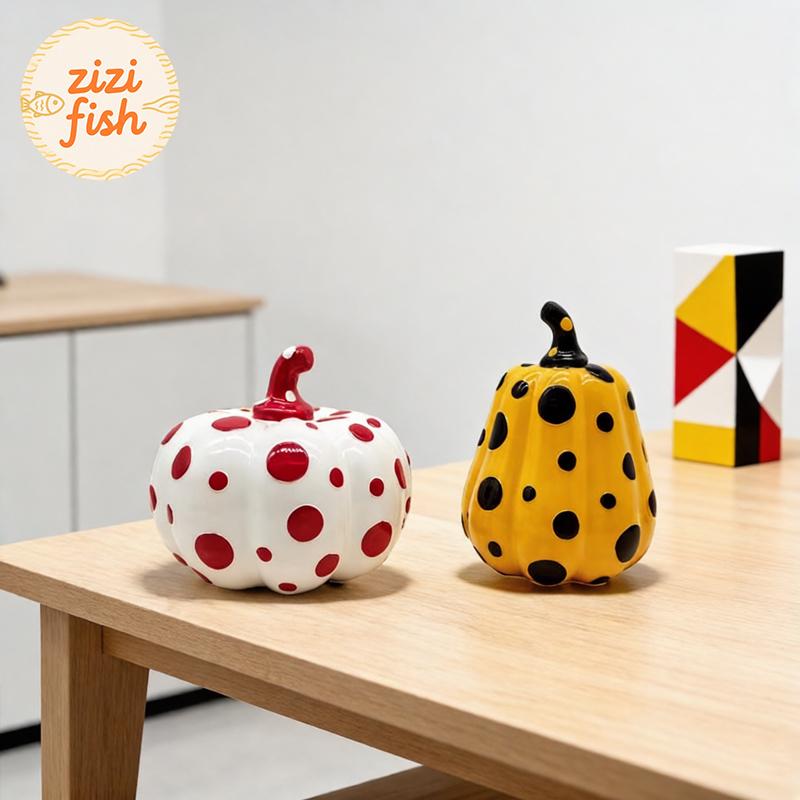 Colorful Polka Dot Pumpkin Sculpture Multiple Styles Pumpkin Handicraft Desktop Resin Ornaments Modern Home Decor Accessories