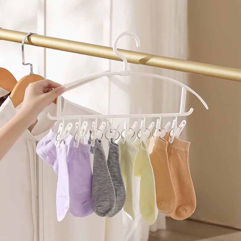 Портативная многофункциональная складная вешалка для одежды для путешествий - ветрозащитная конструкция для носков, нижнего белья и использования в общежитии