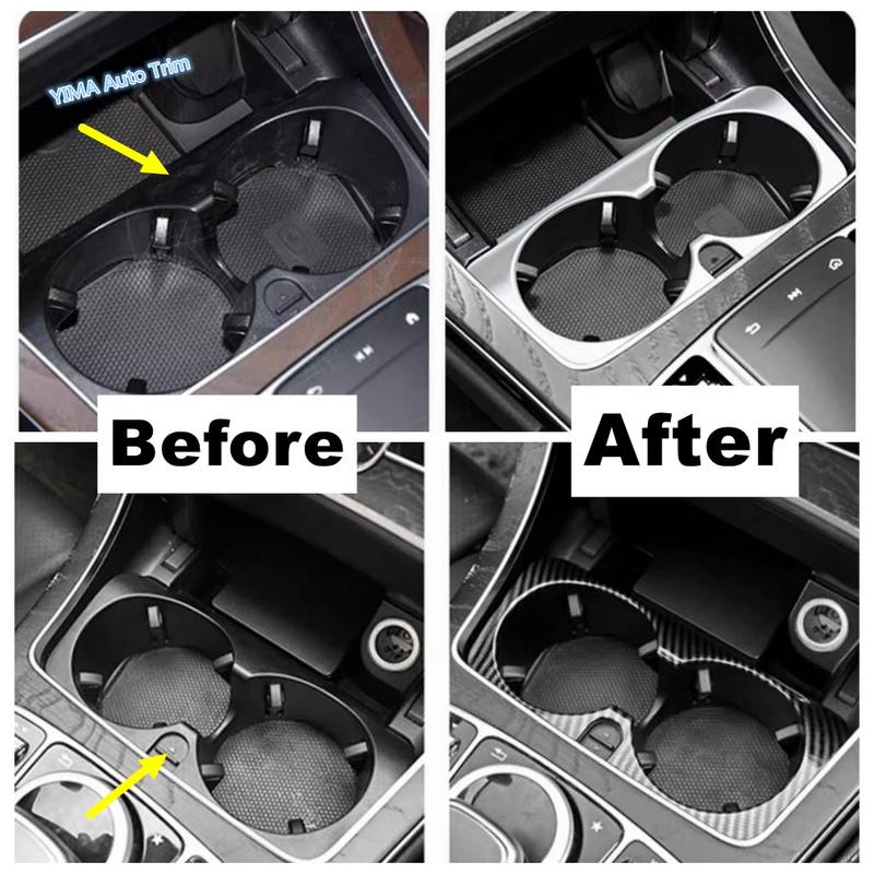 Central Front Water Cup Holder Panel Accessories Cover Trim For Mercedes Benz C CLASS W205 C200 C260 GLC X253 E CLASS W213 E300