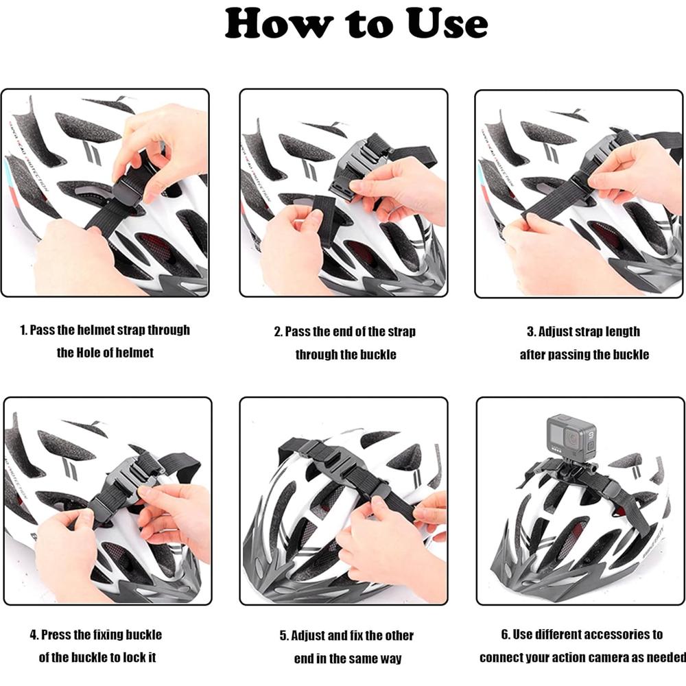 Vented Helmet Strap Mount Bike Belt Holder For GoPro Hero 12 11 10 9 8 7 6 5 Insta360 X2 X3 DJI Osmo Action Camera Accessories