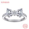Lindon Classic 925 Sterling Silver Zircon Ring Ladies Jewelry Wedding Promise Party Gift
