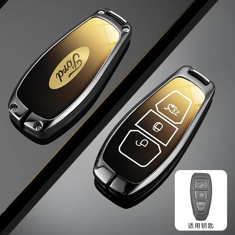 Car Sticker Hot For Ford New Leather Car Remote Key Case Keychain Accessories Holder for Ford ST Line Fiesta Focus Mondeo Ecospo