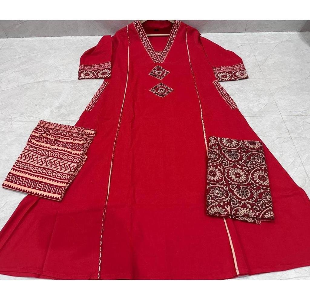 Женский хлопковый топ-туника Kurta с брюками и дупаттой в стиле Болливуд, индийский дизайнерский этнический костюм Salwar
