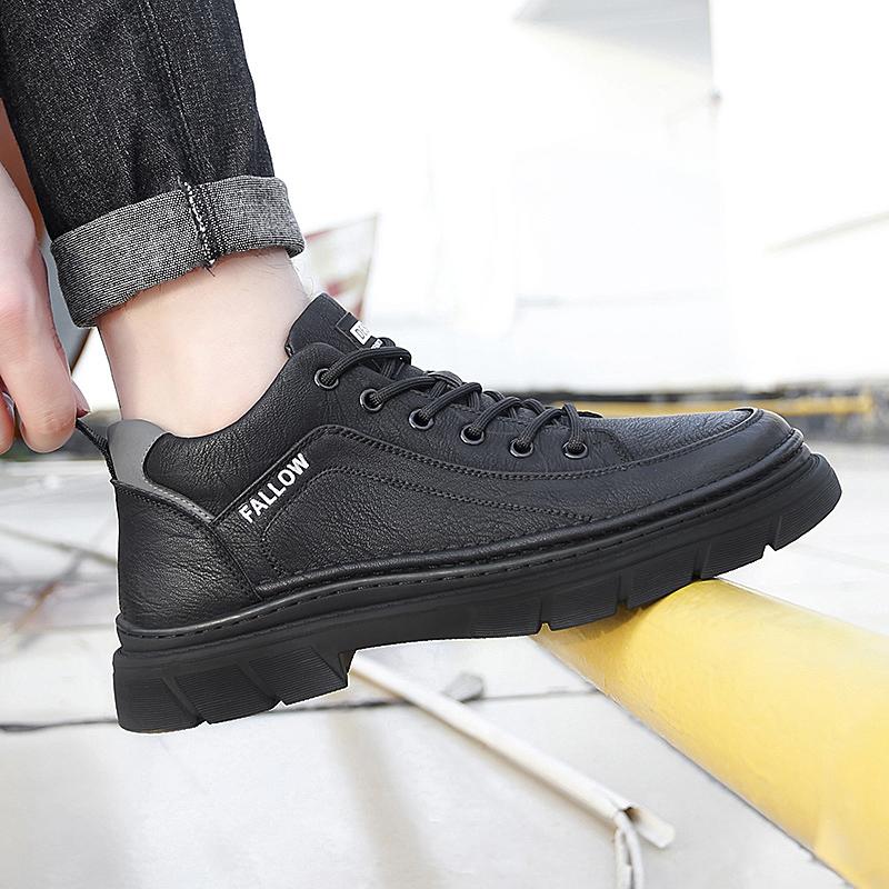 Fashion Casual Lace Up Men's Leather Shoes High Quality Retro Style High Quality Outdoor Leisure Street Black Casual Sports Shoes