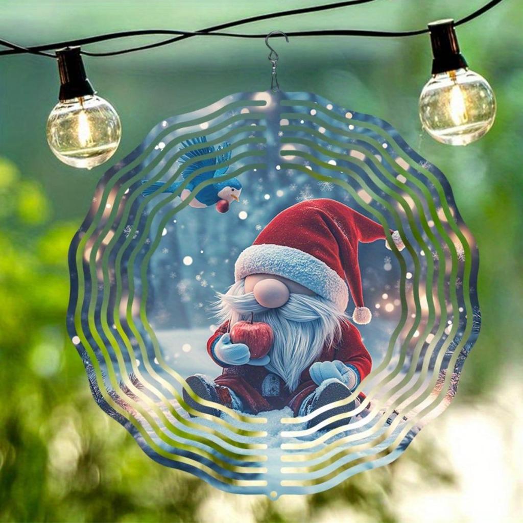 Рождественский гном, ветряной спиннер, 2D металлическое кинетическое искусство для декора сада, двора, к празднику, Дню благодарения, не требует батареек, прочный