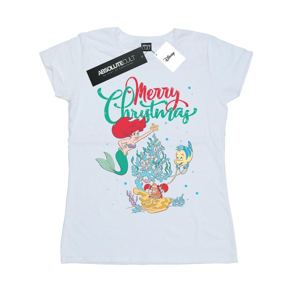 Disney Womens/Ladies Princess Ariel Merry Christmas Cotton T-Shirt
