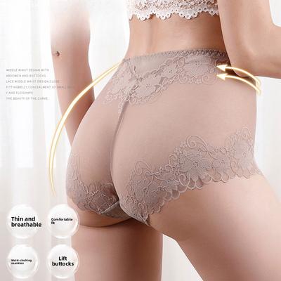Кружевные трусики больших размеров с высокой талией, женские брюки, сексуальное нижнее белье с полыми цветами, женские сетчатые дышащие трусы, нижнее белье