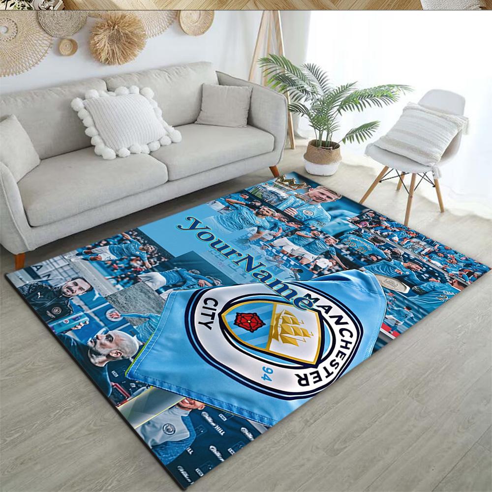 Manchester City 50 Personalized Name Floor Mat Design for Bedrooms Playrooms Kitchen Study room Anti-slip Rug Decorate Offices