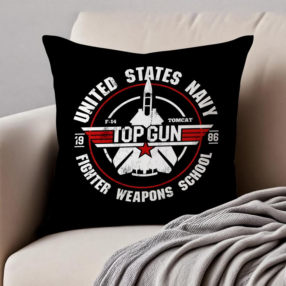 Action Adventure Movie TTop Gun Cushion Cover Pillowcase Antidustmite Invisible Zipper Short Plush Sofa Cushion