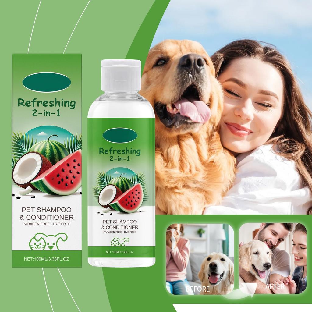 Шампунь для домашних животных, кондиционер, гель для душа, арбузная свежесть, 2 в 1, гель для душа для домашних животных, гель для душа для шерсти домашних животных, 100 мл