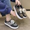 Весенне-летние повседневные модные кроссовки на плоской подошве в новом стиле с круглым носком на шнуровке в клетку с цветными блоками Удобная женская прогулочная обувь