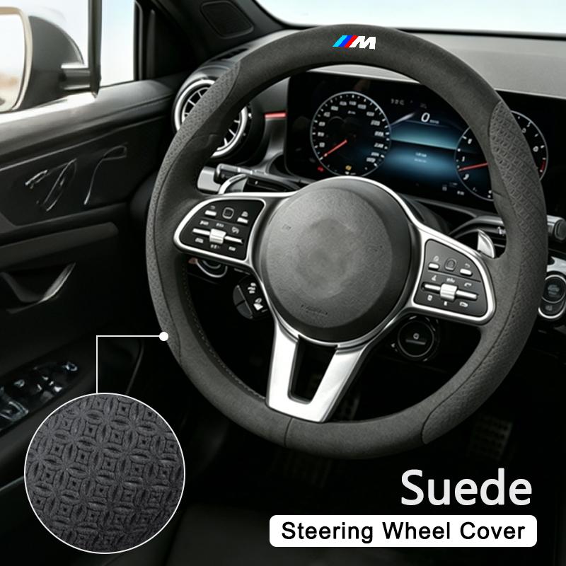 RDX1 Slip Resistant Leather Steering Wheel Case Interior Car Decor Accessory For BMW M G20 G30 F11 E87 F30 F15 E90 F10 x3 G01 F40 F16