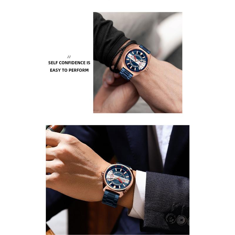 CURREN New Top Men's Watches Calendar Steel Band Quartz -off Business Creative Male Watch