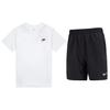 White Short Sleeve T-Shirt Plain Shorts Casual Sports Set Men Set AR4999-100+DV9345-010