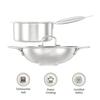 Стальной набор посуды из 3 предметов(Кадхай/Вок 24 см, Сковорода - 24 см с общей крышкой и Ковш для чая/молока - 16 см) Индукция