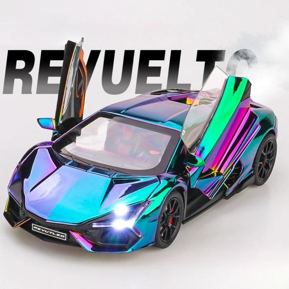 1:Модель-игрушка спортивного автомобиля Revuelto Bolide в масштабе 1:24, с механизмом обратного хода, металлический корпус, резиновые шины, открывающиеся двери суперкара. Отличный предмет для коллекционирования