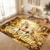 Horse Theme Soft Crystal Velvet Rug Custom Name & Text Print Non Slip Floor Rug for Bedroom Living Room