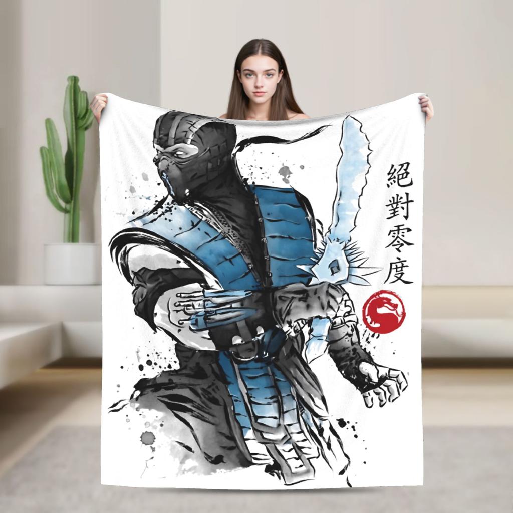Mortal Kombat Ice Warrior sumie Blanket Soft Warm Aesthetic Plush Throw Blanket For Couch Chair Bed Flannel Bedspread Bed Cover