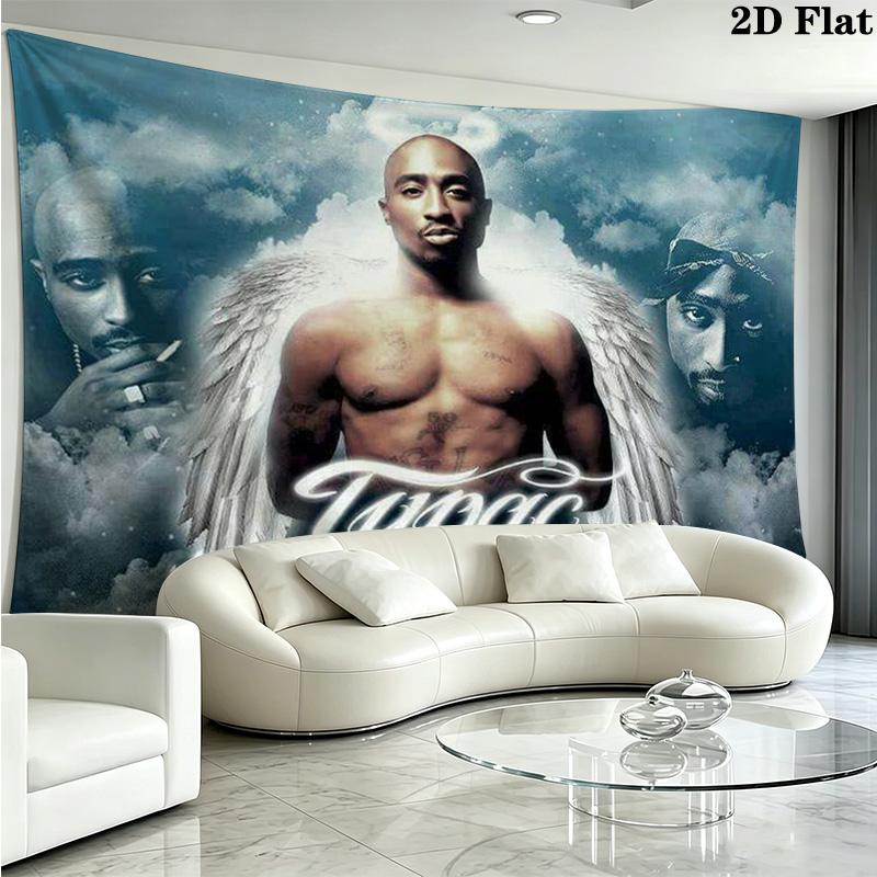 Tupac Poster Wall Tapestry Aesthetic Wall Hanging Printed Fabric Blanket Decorative Tapestries for Bedroom Living Room Home Decor
