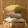 Solid Color Cotton And Linen Tassel Pillow Cover Household Literary Style Pillow Sofa Cushion Without Core Simple Pillow Cover
