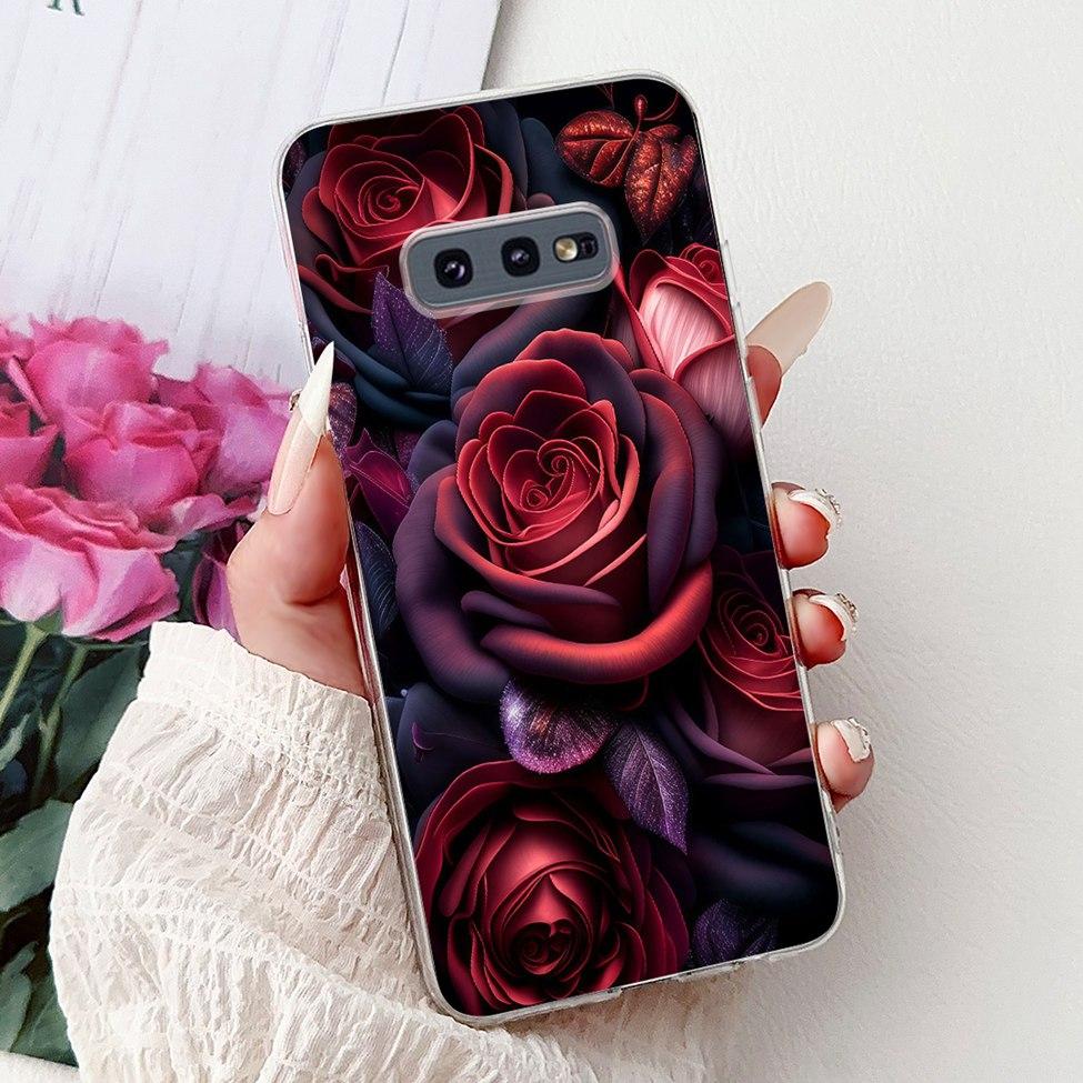 Clear For Samsung S10e Case Cover Luxury Butterfly Love Fashion Flowers Cool Funny Painted Soft Phone Case SM-G970F SM-G9700