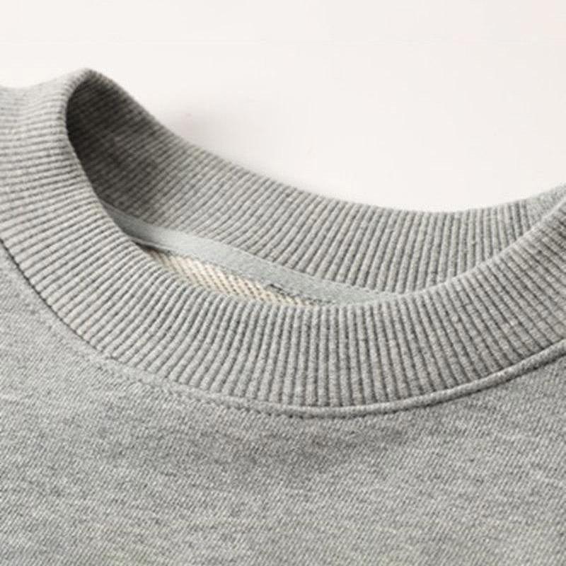 Свитшот для женщин, хлопковая свободная футболка большого размера с длинным рукавом, флисовая удобная круглая горловина, повседневный пуловер, топ, свитшот