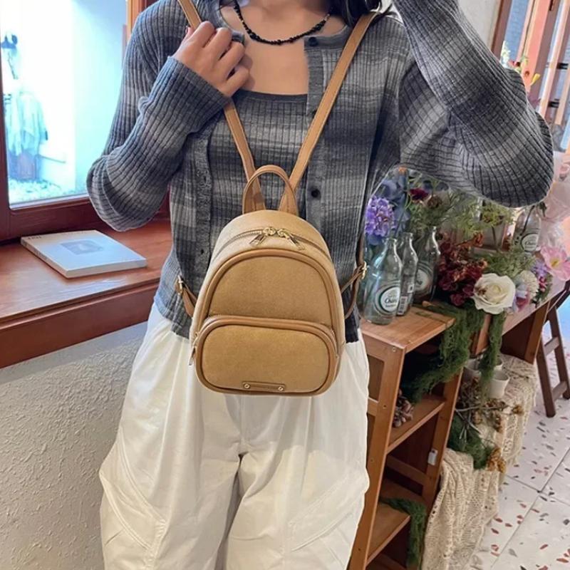 Минималистичный универсальный ретро-рюкзак на молнии для женщин, высококачественный корейский вариант для отдыха и поездок на работу