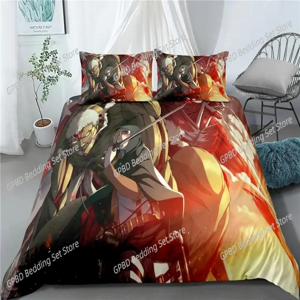 Luxury New 3D Print Fashion Anime Attack on Titan Home Textile Pillow Case Duvet Covers Comforter Bedding Sets For Home Textiles