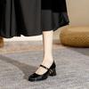 Coarse Heel Mary Jane Single Shoes Women's Spring Waterproof Platform Middle Heel Versatile Silver High Heels Shoes Style