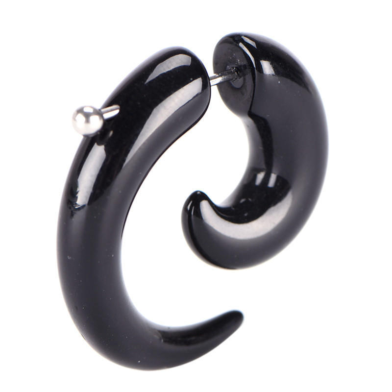 Готические женские и мужские панк-черные акриловые серьги-гвоздики в форме улитки, ювелирные изделия для пирсинга ушей