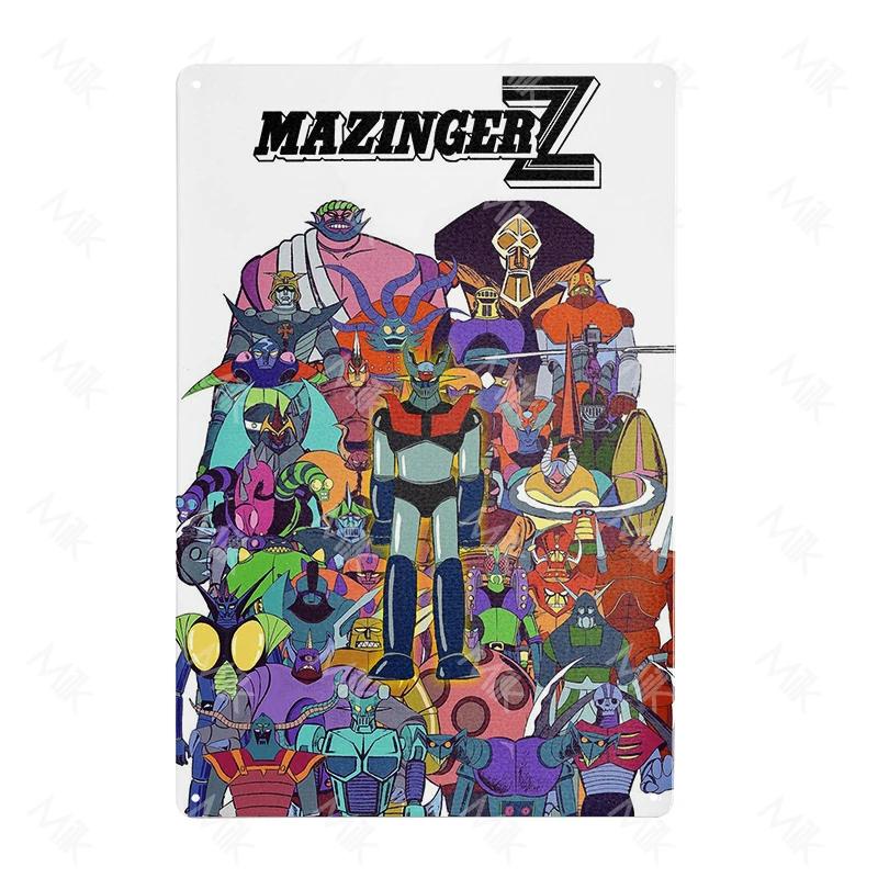Anime Goldrake Goldorak Mazinger Z Metal Tin Sign Rectangle UFO Robot Grendizer Signs Plaque Bar Cafe Bedroom Wall Art Decor