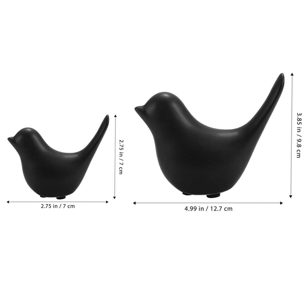 Creative Black Birds Matte Figurines Home Decorations Accessories (Pack of 2, Black)