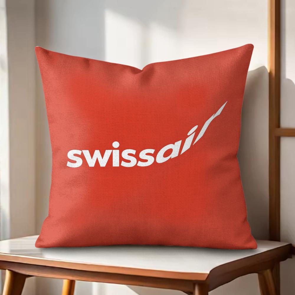 Чехол на подушку Swiss Air Transport Company Натуральный Лен Органическая Ткань Двусторонний Принт Подушки для Дивана Домашний Декор