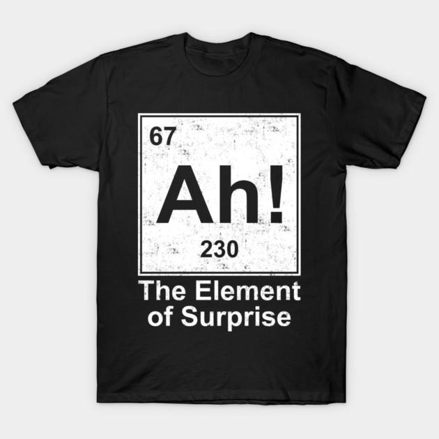 Asian Size Men Black Print T-shirt Vintage Ah! The Element Of Surprise No-Cut Print Cotton Tshirt