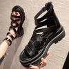 22 Summer New Sandals Rear Zipper Cross Strap Student Platform High Top Muffin Cool Boots Fashion Women's Shoes