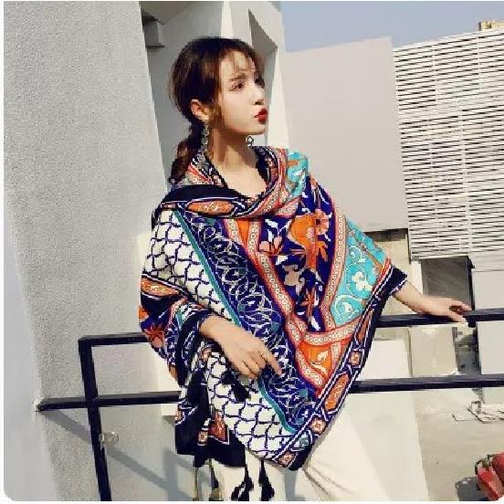 Thickened Women'S Travel Photography Shawl, Women'S Ethnic Style Scarf, Dual-Use Air-Conditioned Room Cloak