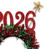 4Pcs Headband with Snowflake Decor Sparkling Number 2026 Hair Hoop Glasses Festive Christmas Party Accessory