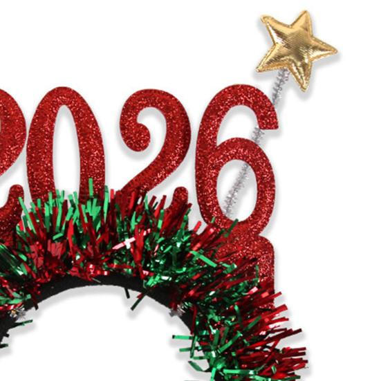 4 шт. Повязка на голову с украшением в виде снежинки, сверкающая цифра 2026, обруч для волос, очки, праздничный аксессуар для рождественской вечеринки