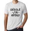 Men’s Vintage Tee Shirt Graphic T Shirt Desole J'Ai Apero Vintage White