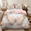 3pcs Pink Butterfly Printed Coreless Bedding Set Multiple Sizes Bedrooms and Dormitories Comfortable and Machine Washable