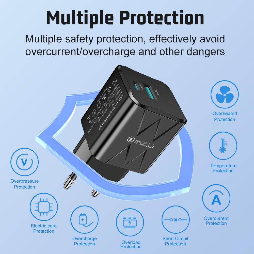 Сверхбыстрое зарядное устройство Macaron USB+PD мощностью 25 Вт для ЕС, США, Кореи